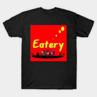 Eatery Logo Design on Black Background T-Shirt